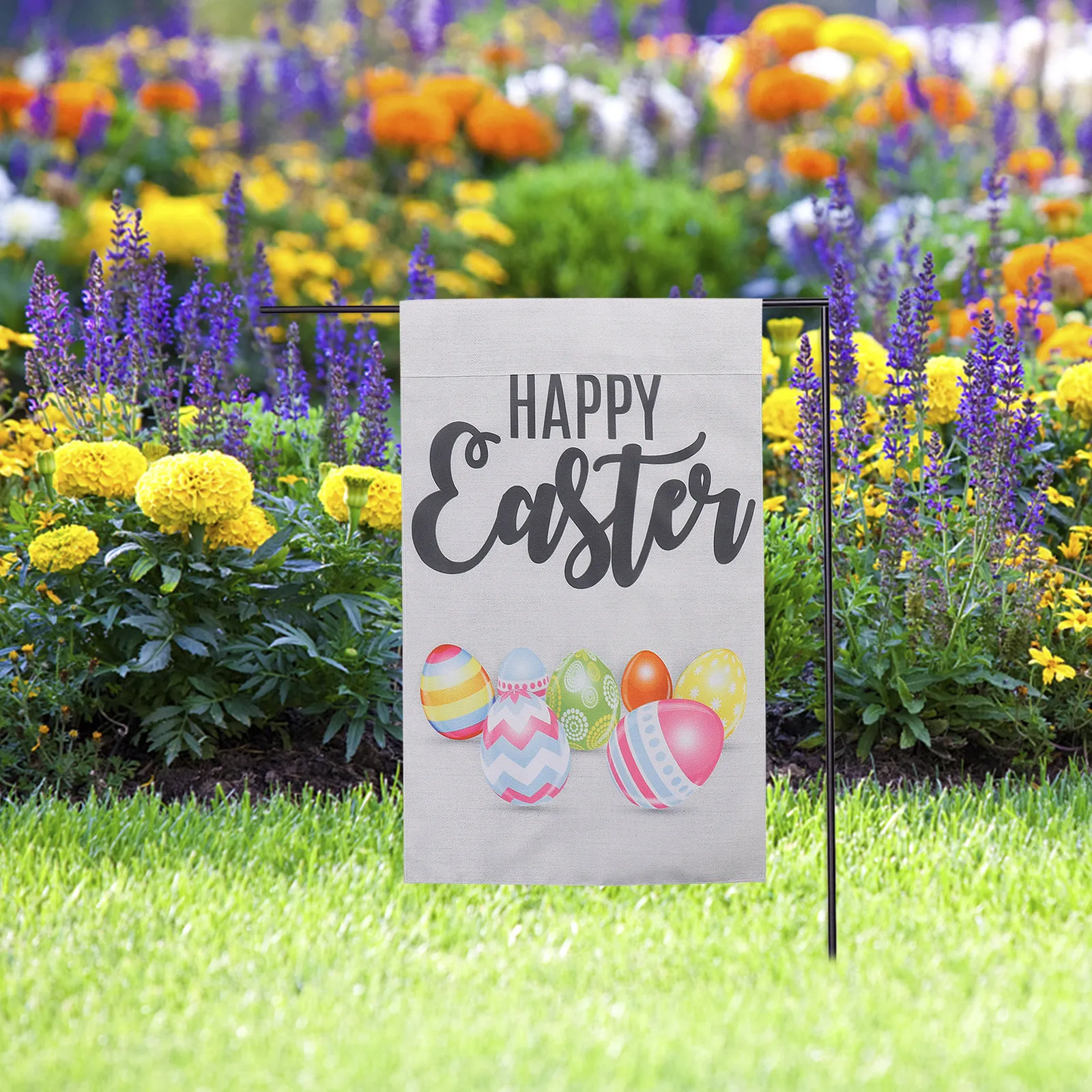 Double Sided Polyester Easter Garden Flag Bright Egg Design Yard Banner Spring Party Holiday Flag Spring Garden Flags