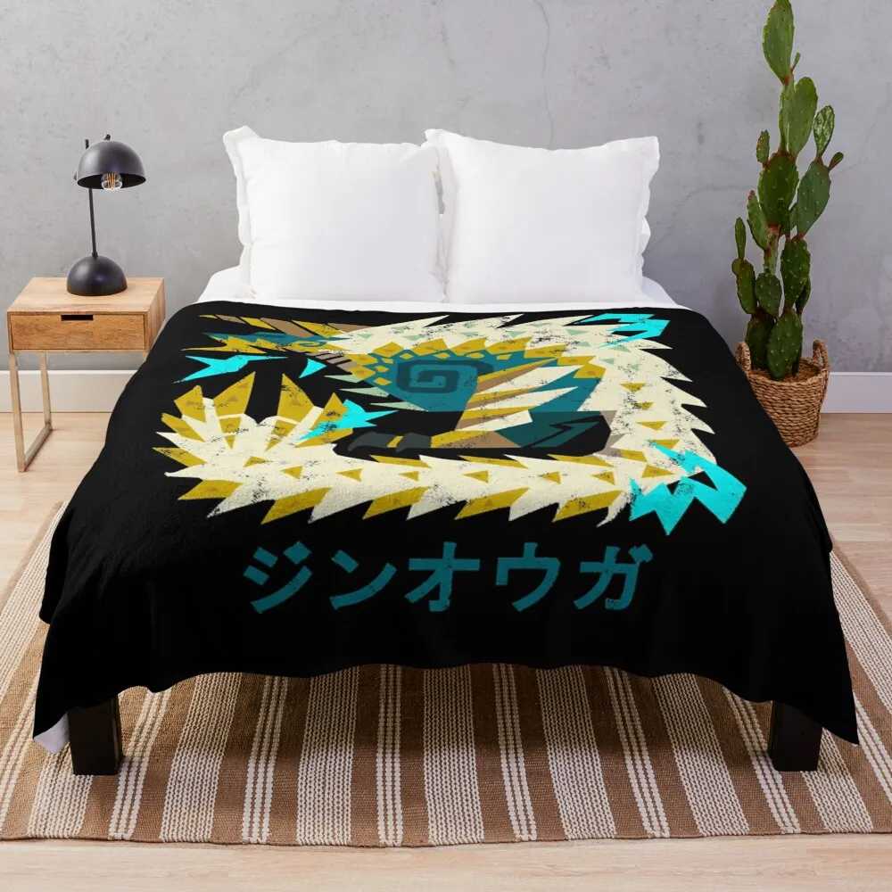 Monster Hunter World Iceborne Zinogre Kanji Icon Throw Blanket Custom Thermals For Travel For Baby For Decorative Sofa Blankets