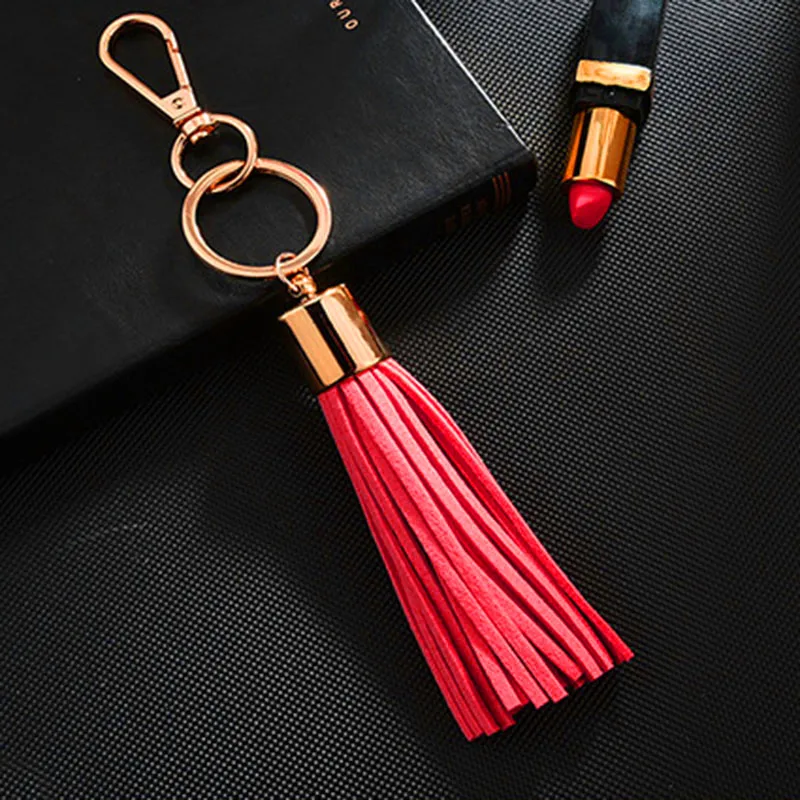 Big Korea Suede Flocking Tassel Keychain Keyring Bag Pendant Decoration Accessories