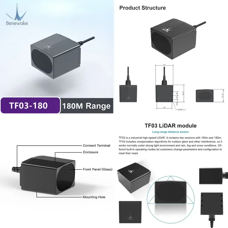 2026 Hot Sale for Benewake TF03-100 TF03-180 Long Range Sensor IP67 10KHz Frame Rate 100m 180m Operating Range Rider
