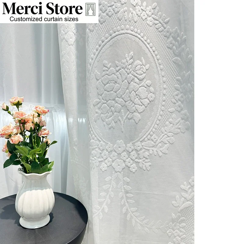 3.2M 3D High Relief Mirror Flower Velvet Sheer Curtain Vintage Ice Silk Cut Velvet Heavy Weight Fabric Premium Drape Window