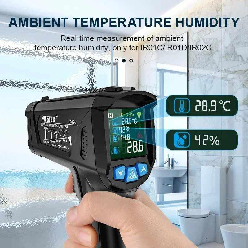 Mestek IR02C/IR03/IR01 termometr na podczerwień C/F bezdotykowy miernik temperatury cyfrowy termometr laserowy z sondą temperatury