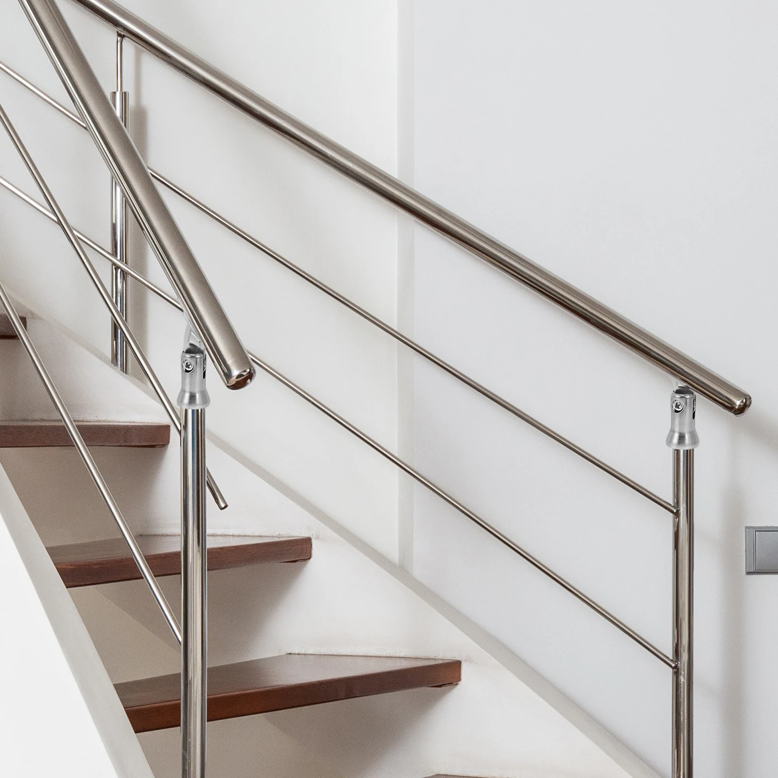 

4pcs Stainless Steel Railing Support Handrail Banister Bracket Sturdy Wear Resistant Rust Proof Easy Assembly Modern Handrail