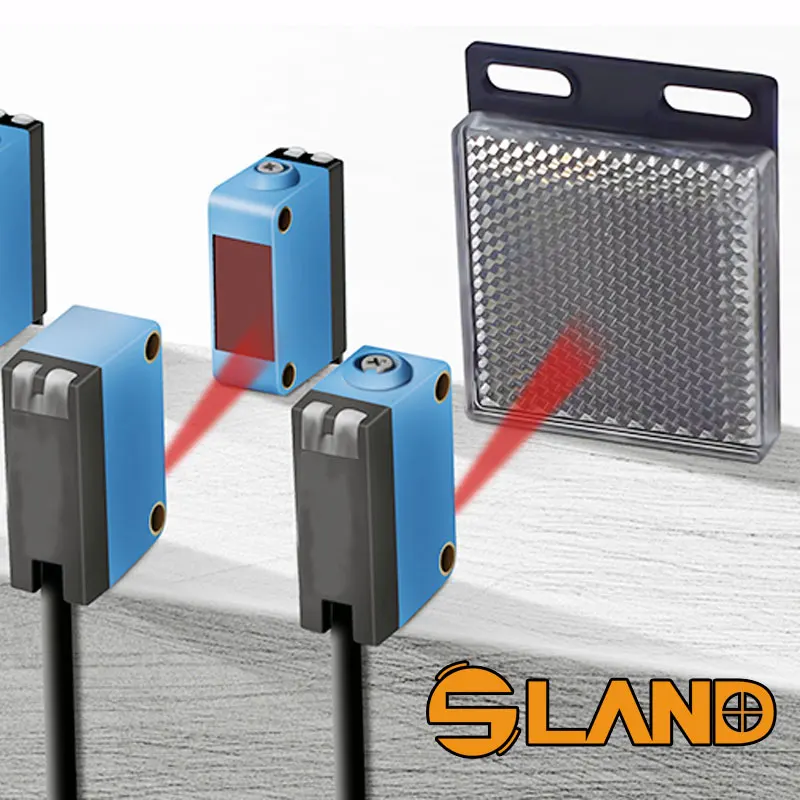 SLAND Rectangular Photoelectric Sensor 200CM 10M NPN PNP Mirror Through Beam Retro-reflective Optic Sensor Switch 10-30VDC