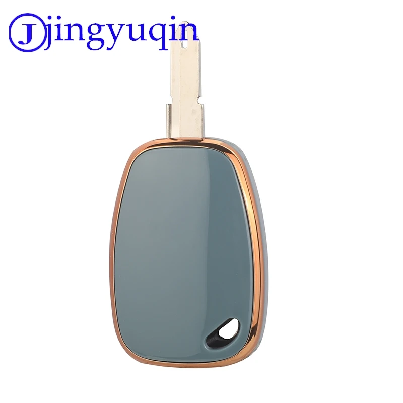 Jingyuqin-funda para mando a distancia de coche, 2 botones, TPU, brillante, con borde dorado, negro, blanco y gris, carcasa protectora duradera