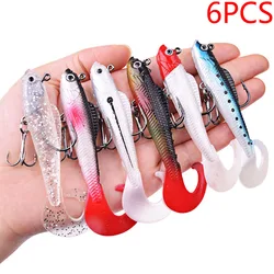 6PCS Wobblers Artificial Baits Fishing Tackle Soft Silicone Bait For Sea Bass Spoon Pike Carp Fishing Lures Swimbait