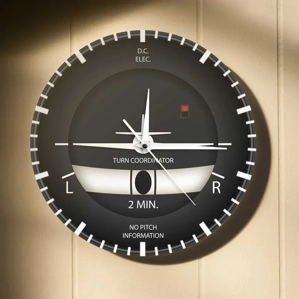 Turn Coordinator Modern Wall Clock Aviation Artificial Horizon Wall Clock Aircraft Decor Flight Instrument Artwork Printed Watch