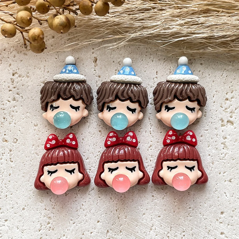 100pcs Kawaii Cartoon Resin Flatback Cabochons DIY Accessories for Phone Case Hairpin Keychain Earrings Scrapbook Decor