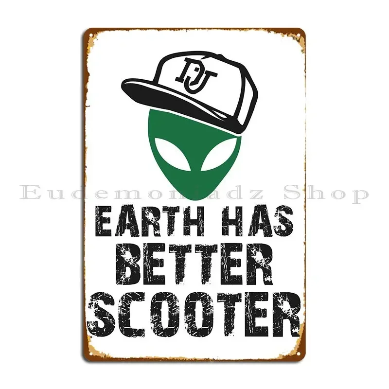 Alien Scooter Metal Plaque Poster Custom Design Pub Party Mural Tin Sign Poster
