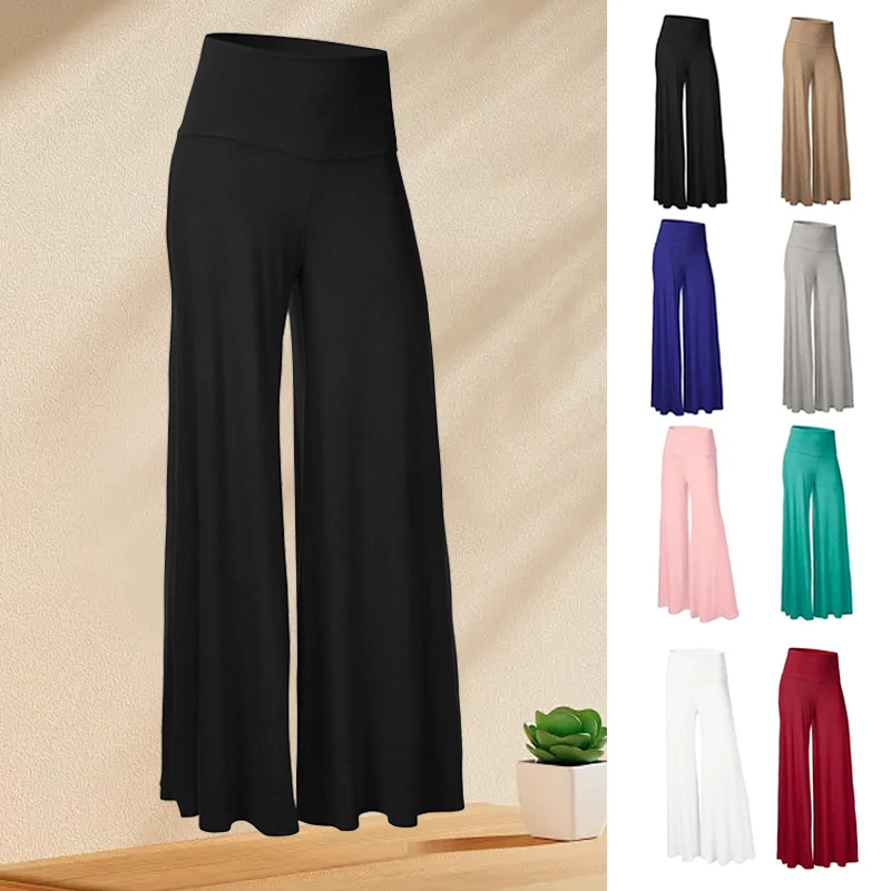 Women's Soft Wide Leg Pants Spring Summer Thin Stretch High Waist Palazzo Pants Korean Casual Pants Loose Oversize Floor Pants