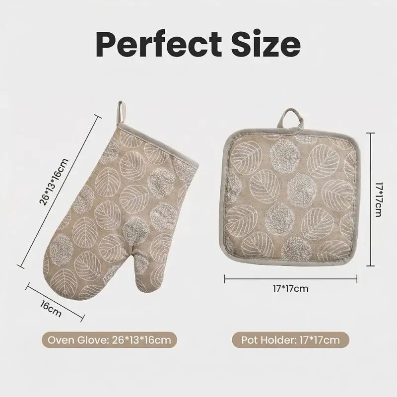 2IN1 Heat Resistant Oven Glove Pot Holder Durable Non-slip Baking Cooking Mitten Ideal Gift for Home Cooking Lovers