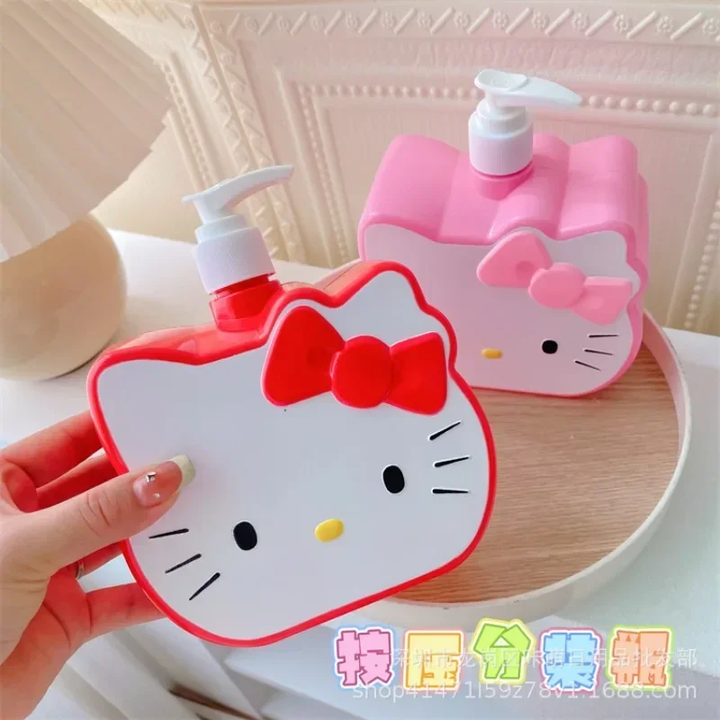 750ML Miniso Hello Kitty Shower Gel Lotion Sub-packing Pressure Bottle Mouth Pot Hand Sanitizer Sub-bottling Alcohol Bottle Gift