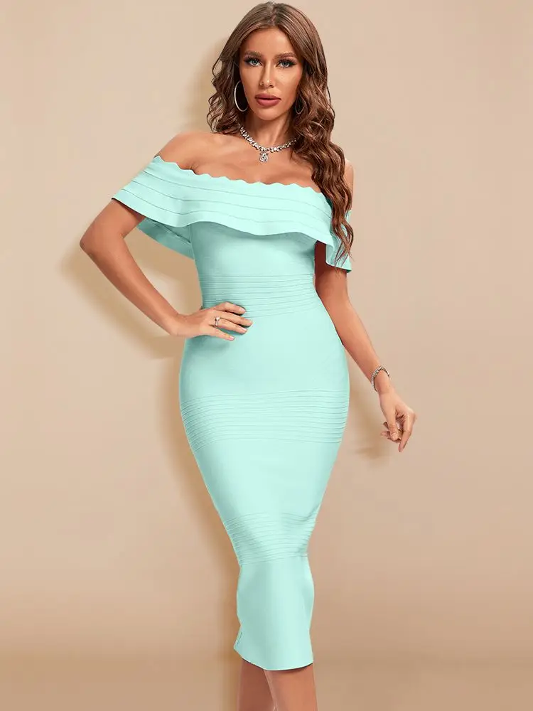 Ruffles Split Bodycon Dress 우아한 여성 럭셔리 레드 이브닝 웨딩 붕대 드레스 XL 연예인 Vestidos Party Maxi