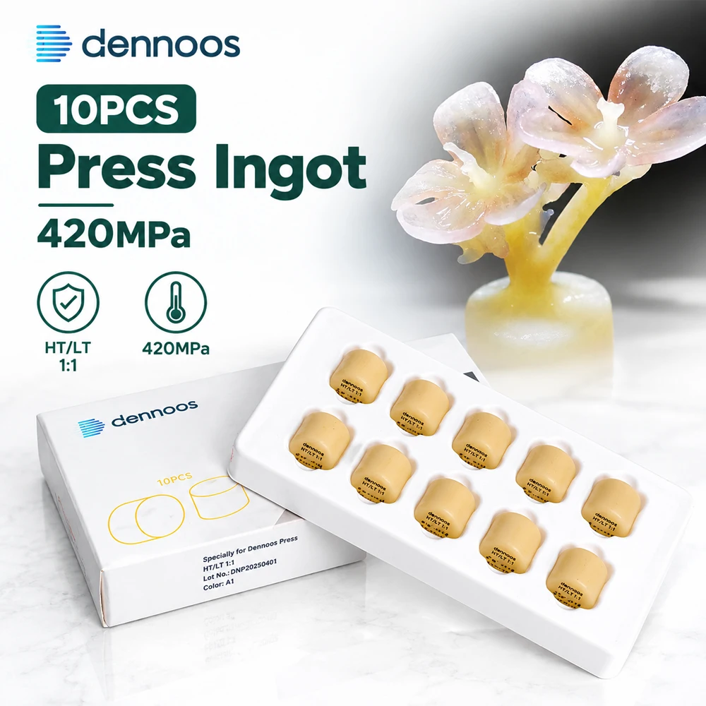 10PCS Lodden Press Ingots Lithium Disilicate Glass Ceramic Block Dental Glass Ceramic Ingot HT/LT/MT for Ultra-thin Veneer