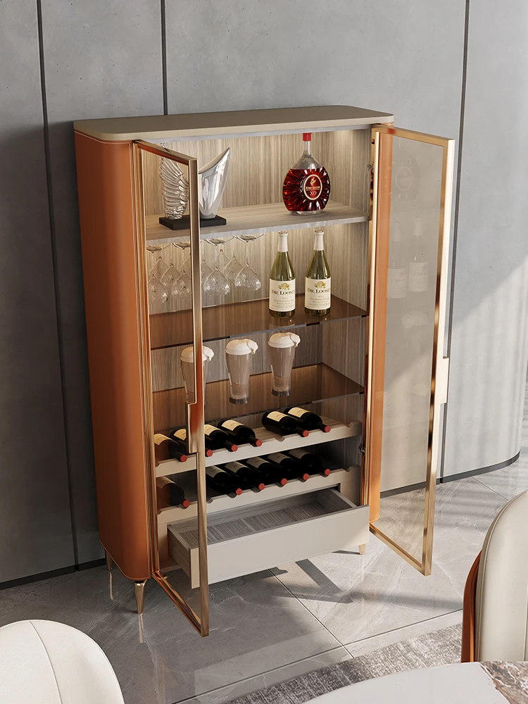 Light luxury wine cabinet, modern living room, small household apartment, display cabinet against the wall