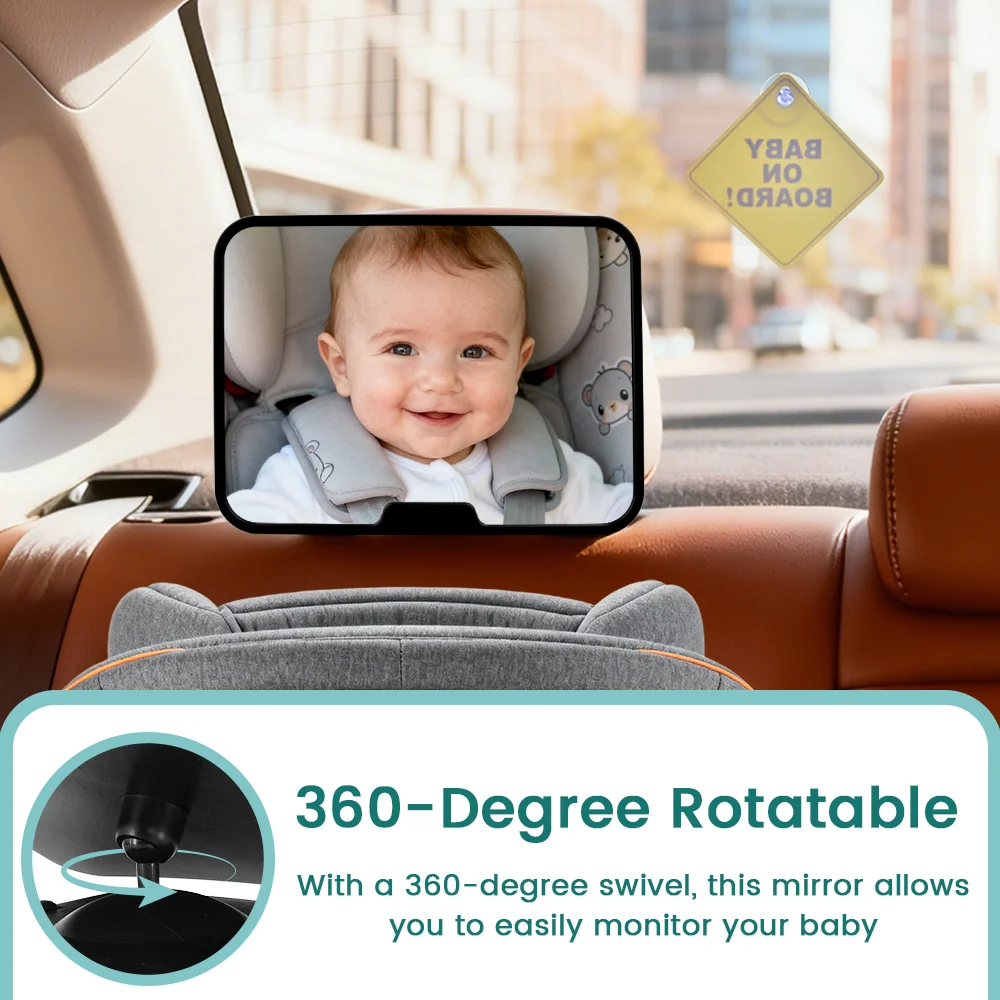 Car Seat Baby Mirror Rear Facing Infant Wide Clear View Shatterproof Crash Tested Adjustable Baby Car Rearview Mirror
