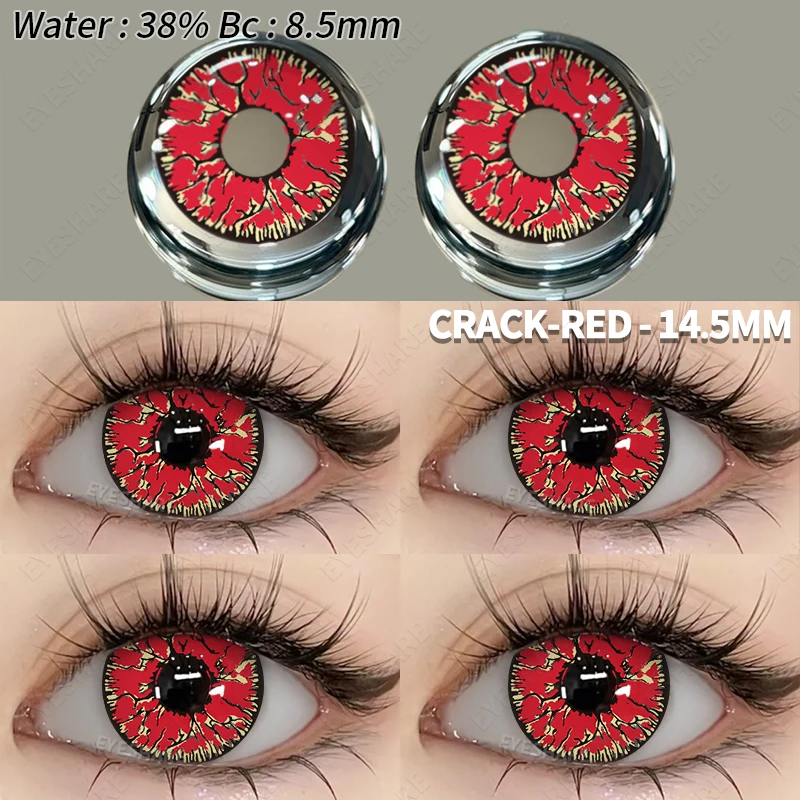 EYESHARE 2 Stück Cosplay farbige Kontaktlinsen Crazy White Kontaktlinsen Anime Black Eye Linsen Halloween Beauty Makeup Lens