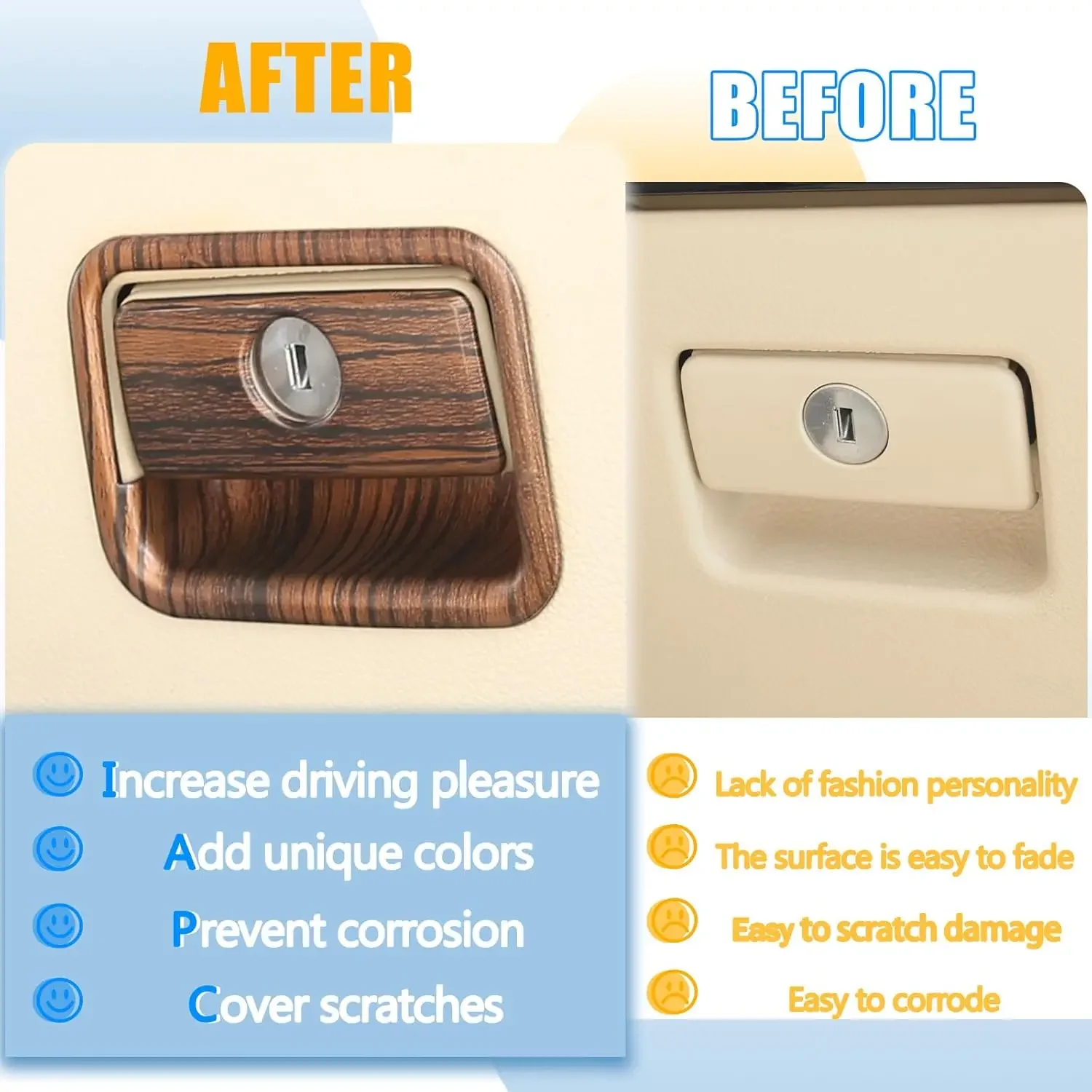 Car Interior Glove Box Handle Key Hole Cover For Toyota Land Cruiser Prado FJ150 150 LC150 2010-2022 ABS Carbon Trim Accessories