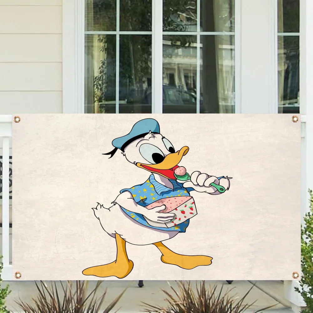 Disney Donald Duck Garage Flag Four Hole Single Sided Flag Polyester Outdoor Decorations Funny Flags and Banners Wall Decoration