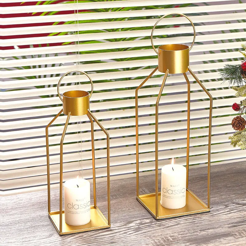 2026 hot New French candle holder candle holder ornaments Cross-border household simple golden light luxury iron candlestick