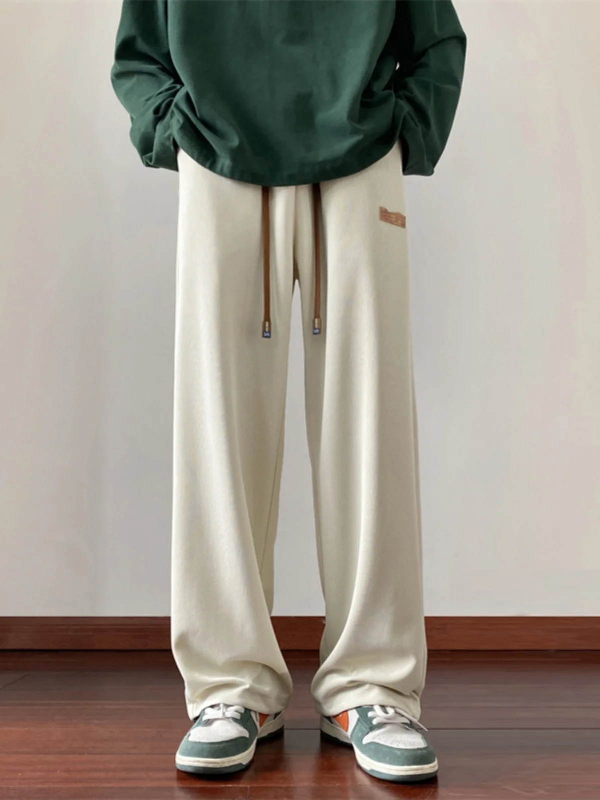 

Повседневные мужские свободные спортивные брюки прямого кроя, весенне-осенние, модные, в уличном стиле, удобные, с эластичным поясом, длинные брюки