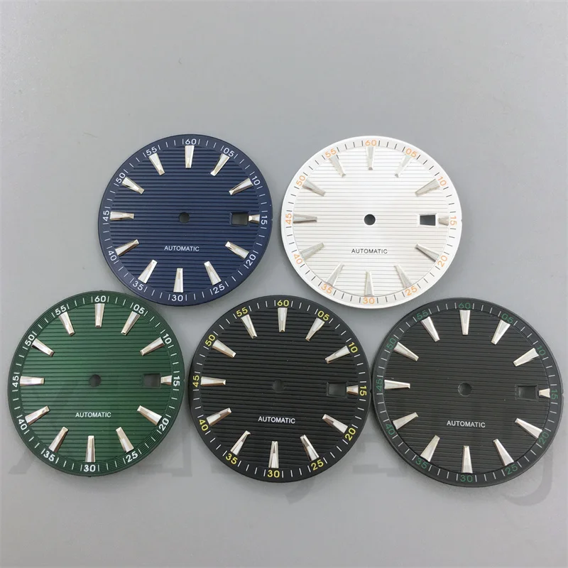 33mm Sterile Watch Dial Black Blue Green White SIlver Index With C3 Green Luminous Fit 40mm Watch Case For NH35 Movement Watches