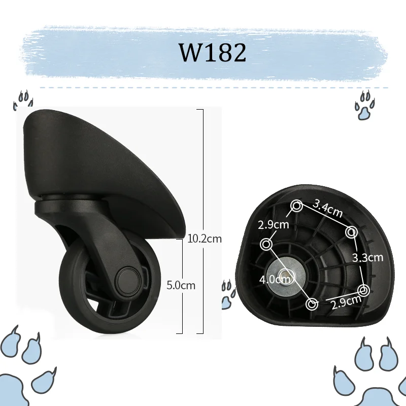 For W182 Ultra-Quiet Luggage Wheels Replacement Parts 360° Wear-Resistant & Pressure-Resistant Silent Swivel Casters