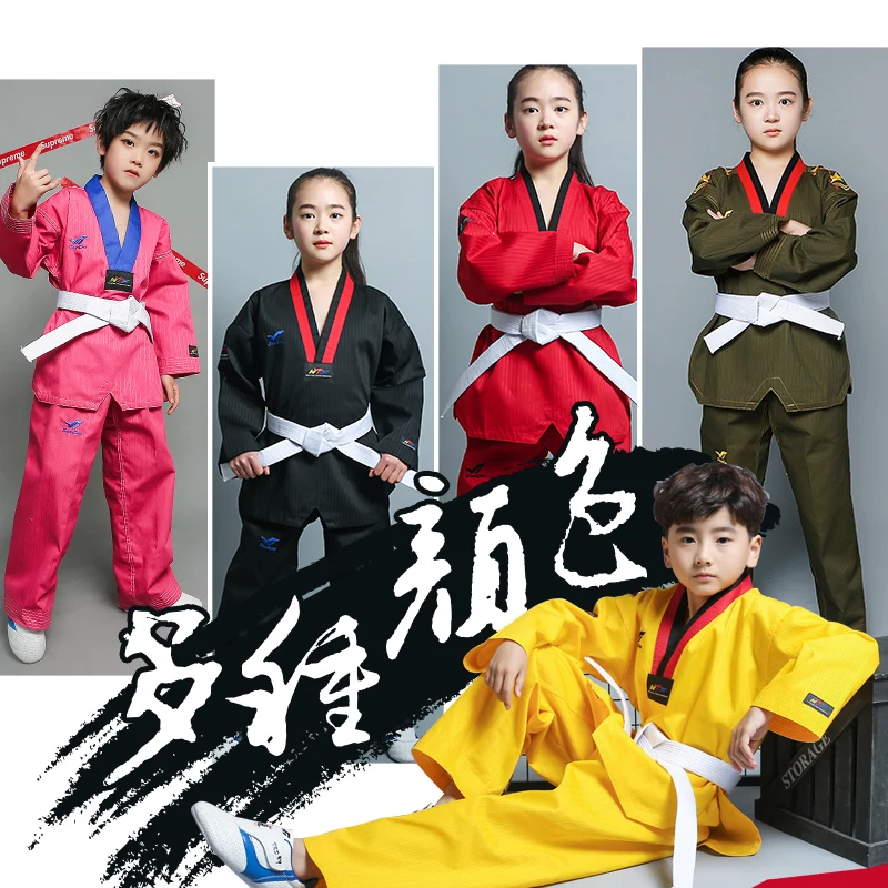 Taekwondo Uniform Blue / Red / Black / Green / Pink  Dobok WTF Tae Kwon Do Martial Arts Gi Performance