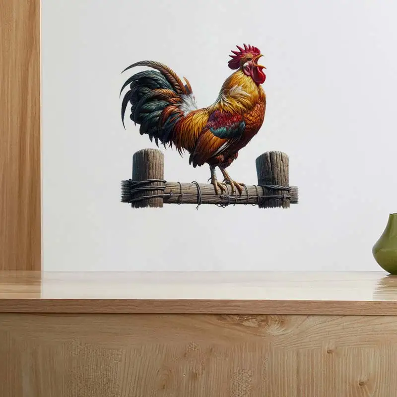 Rustic Farm Rooster Hen Wall Sticker Cabinet Refrigerator Home Decor Creative Animals Self Adhesive Stickers M1078