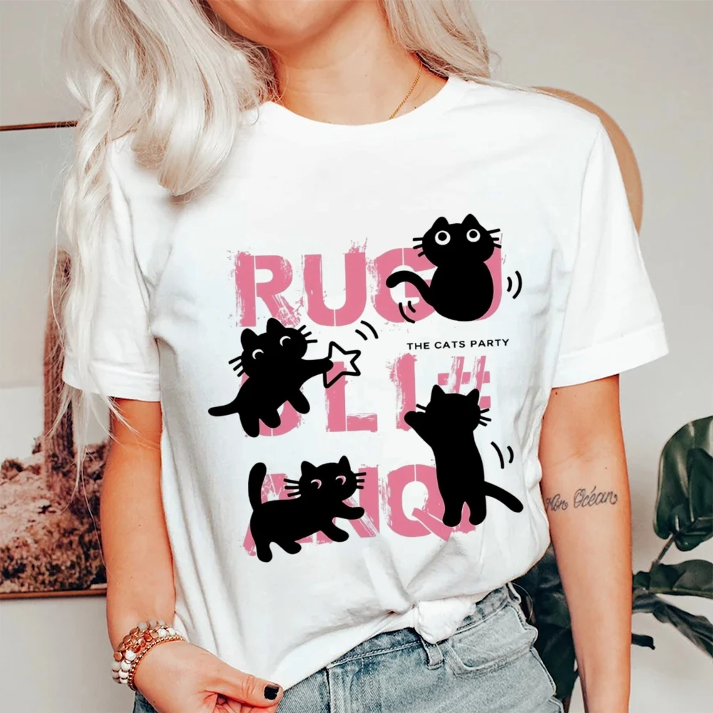 

Black Cat Party White Tee Trendy, Playful Cat - Themed Design. Great For Cat Enthusiasts And Casual Outings.