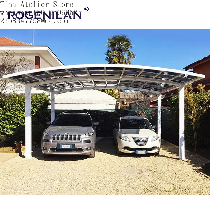 Sturdy Aluminum Structure Carport Outdoor Waterproof Carport Arched Roof Carport Fixed Roof Attached Shed Shelter