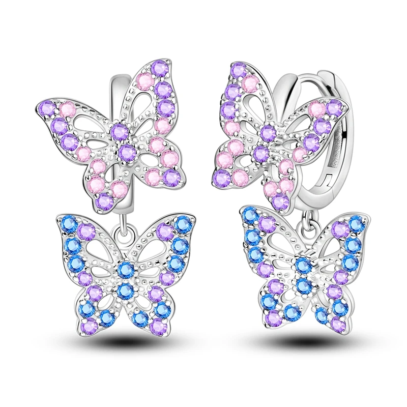Creolen aus 925er-Sterlingsilber mit farbigen Zirkonium-Stern für Damen, Schmuck, Jahrestag, Hochzeit, Schmuckherstellung, Geschenk