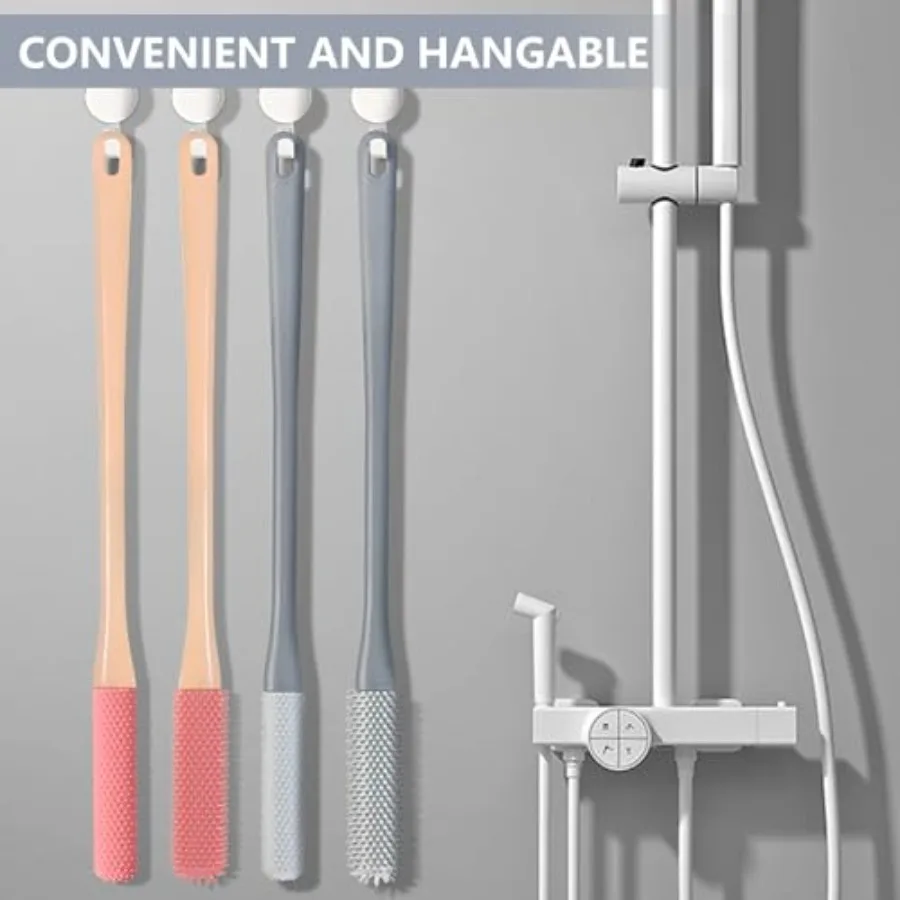 4本組 長柄シリコンつま先すきすきブラシ 角質除去機能付き シャワー用 足裏洗い スクラブ 美肌ケア