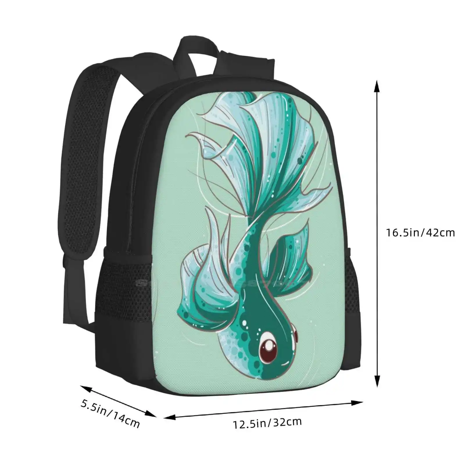 Green Goldfish By Hj Lee New Arrivals Unisex Bags Student Bag Backpack