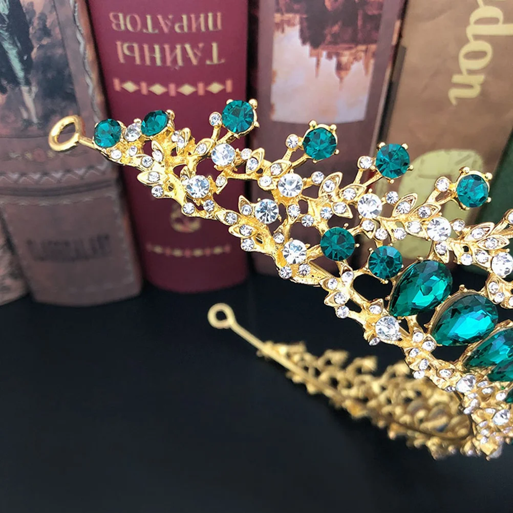 

Brilliant Bride Crown Unique Green Wedding Headdress Party Hair Ornament Women Wedding Dress Accessories Bride Crown