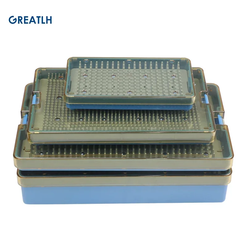 GREATLH Medical Disinfection Box Silicone Sterilization Tray Case for Holding Instrument S M L Ophthalmic Dental Instrument