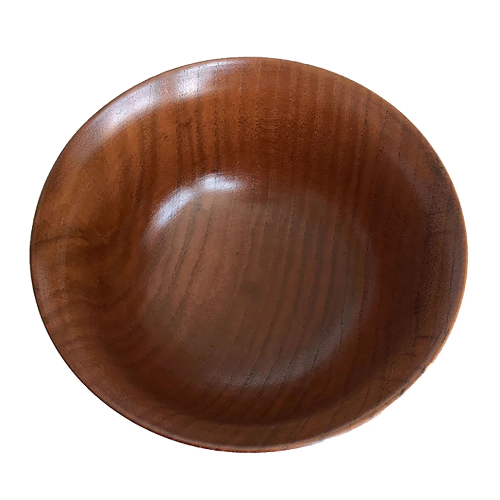 

1pc Wooden Round Natural Wood Salad Bowl Food Serving Bowl For Kitchen Storage Holder Soup Dessert Container Multipurpose