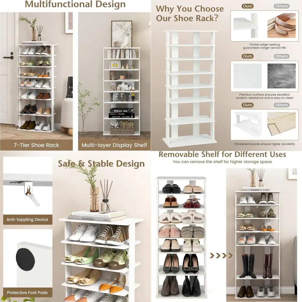

8-ярусный тонкий органайзер для обуви на 14 пар: компактное хранение для прихожей, входной двери или гардеробной