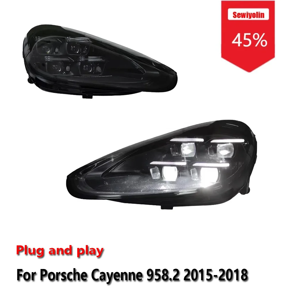 

Sewiyolin Car LED Headlight Assemblies For Porsche Cayenne 958.2 2015-2018 DRL Brake Turn Signal Lamp Plug and Play