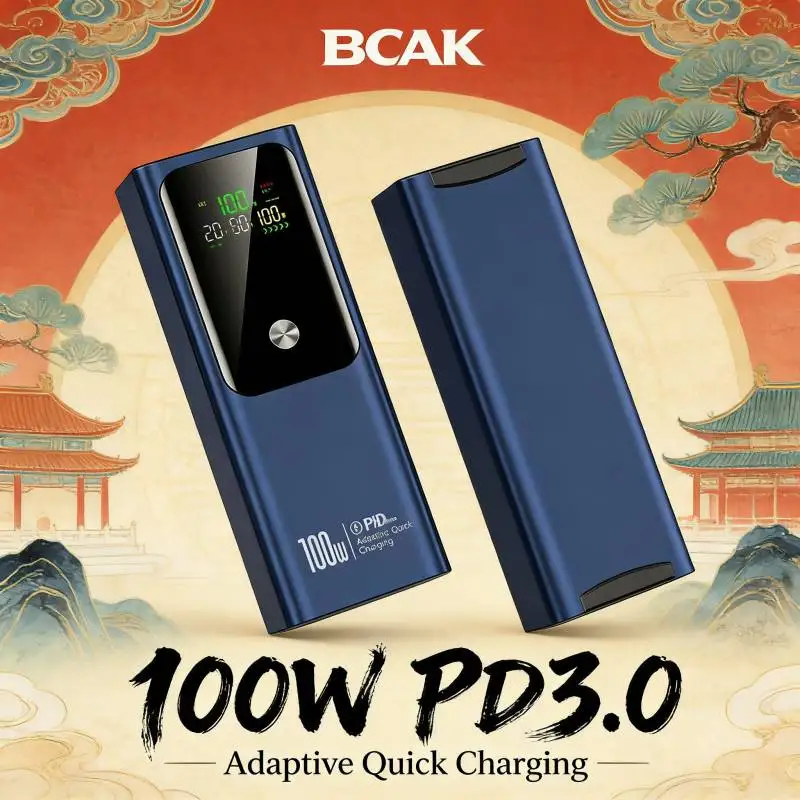 

BCAK 100W Two Way Fast Charging Power Bank 20000mAh High Capacity Portable Rechargeable Outdoor Mobile Charger Compatible