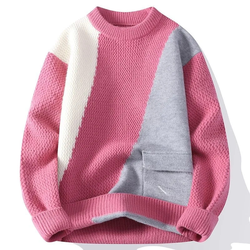 New Autumn/Winter Fashion Trendy Thickened Warm Round Neck Knitwear Men's Casual Loose Sports High-Quality Sweater M-4XL