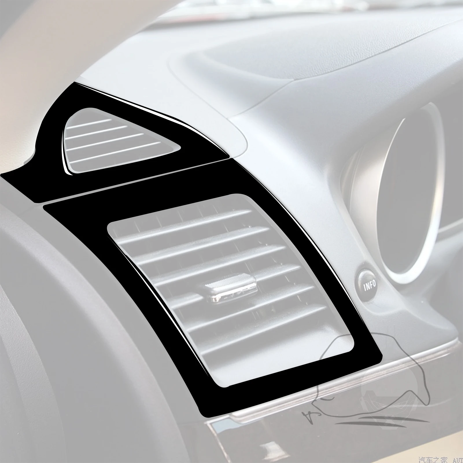 For Mitsubishi Lancer EVO X MR 2008-2015 Car Accessories Plastic Piano Black Interior Side Air Outlet Trim Sticker Modification