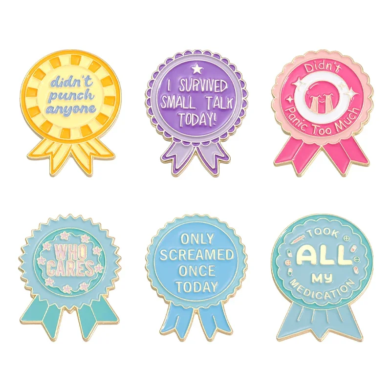 Creative Medal Quotes Who Cares Enamel Pins Custom Don't Panic Too Much Brooches Lapel Badges Funny Jewelry Gift for Kid Friends