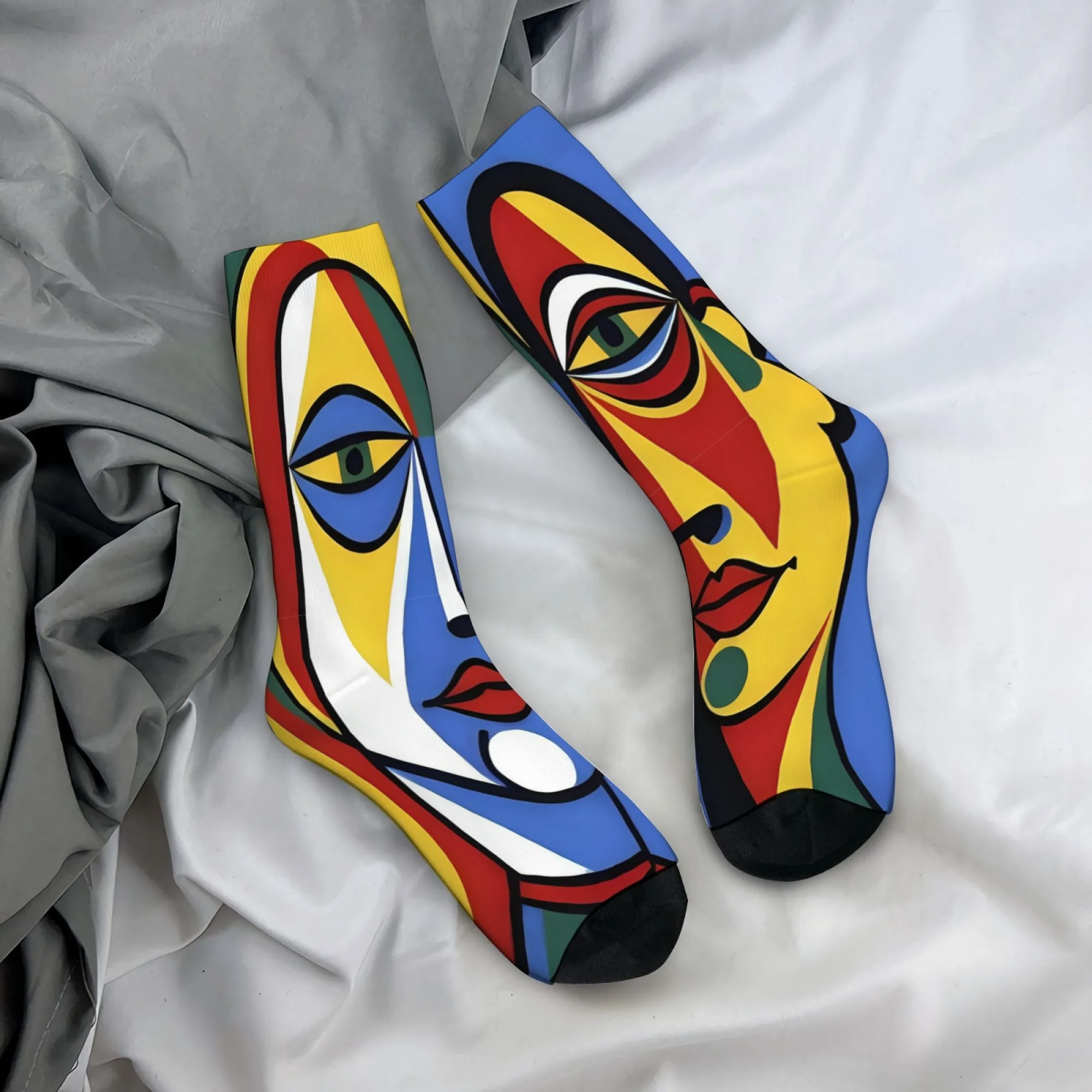 

Picasso-inspired Abstract Face Print Men's Socks Comfortable Soft Breathable Funny Stylish Outdoor Sports Happy Socks Gifts