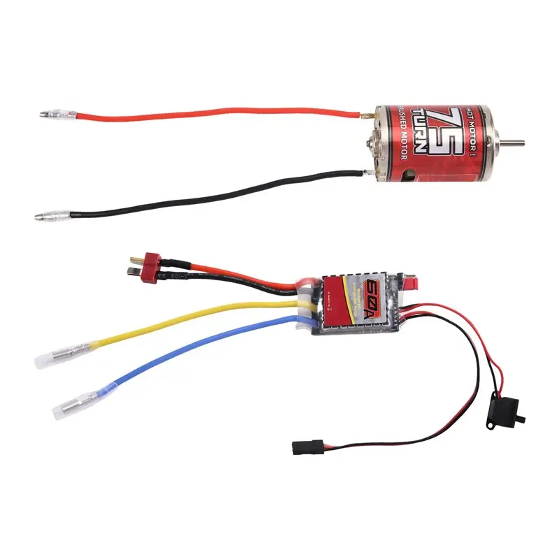 MACH-RC Brushed Motor, 540 High Torsion Low Noise Motor 75T-4000Rpm 3.17Mm D Daxis With 60A Brushed ESC For RC Car 5