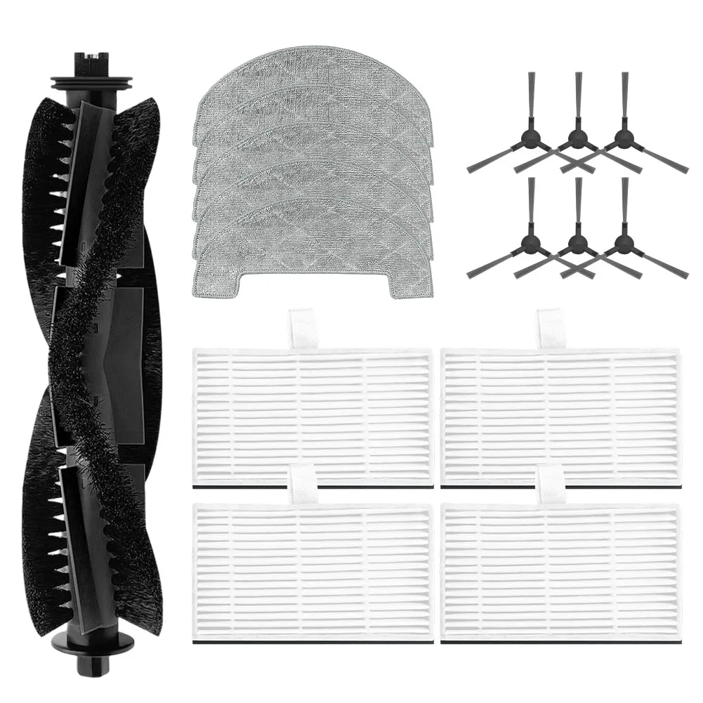 Main Side Brush Filter Mop Cloth Kit For Midea VCR11W / VCR11B, VCR MI6BK Dry And Wet Usage Vacuum Cleaner  Spare Parts Reusable