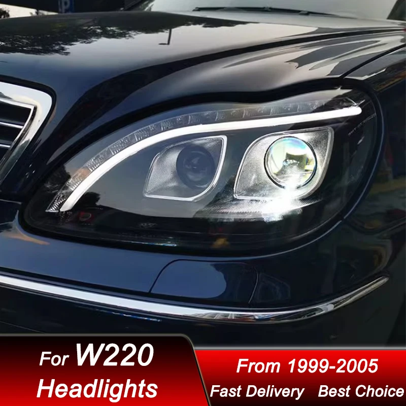 

Автомобильные фары для Mercedes-Benz S class W220 S280 S320 S500 98-05 ксеноновые автомобильные фары в сборе, комплект аксессуаров для линз проектора