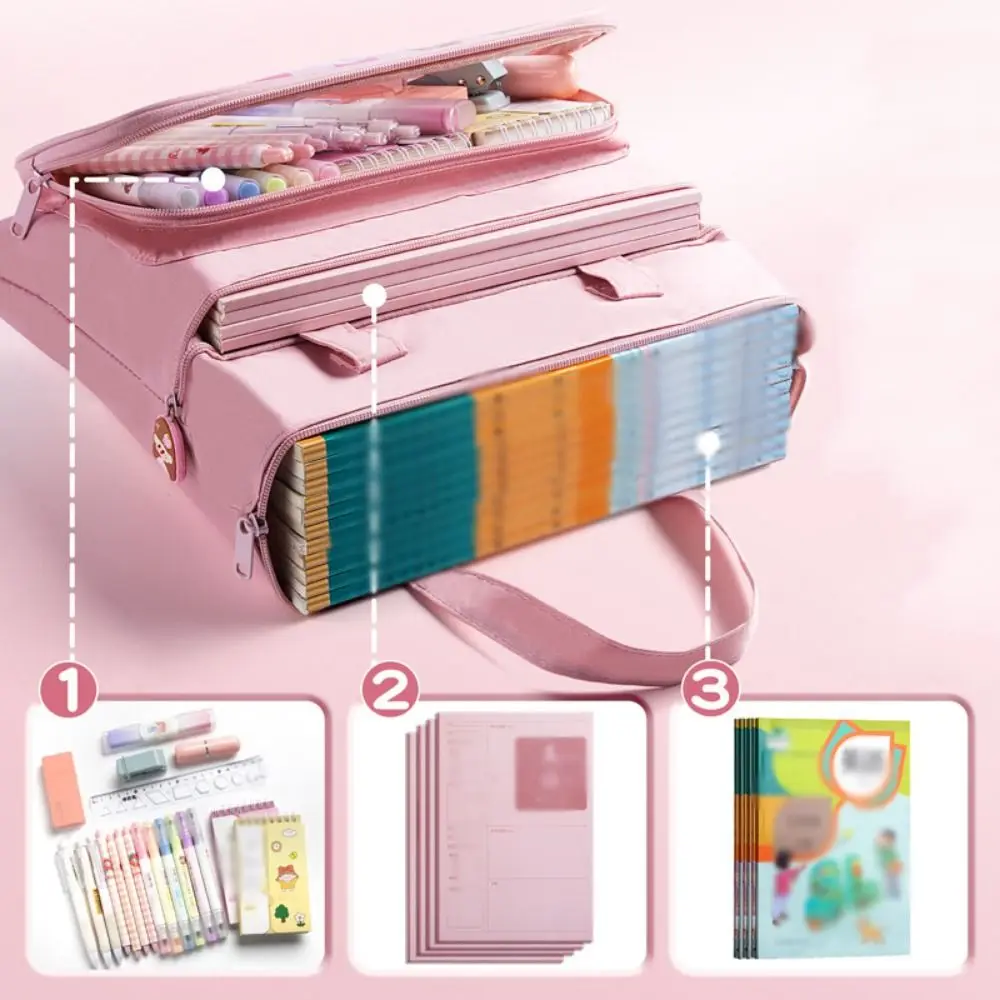 

Kawaii Capybara Tote School Bag Handheld Cartoon Capybara Tutorial Bag with Handle Cute Panda Multi-layer File Organizer