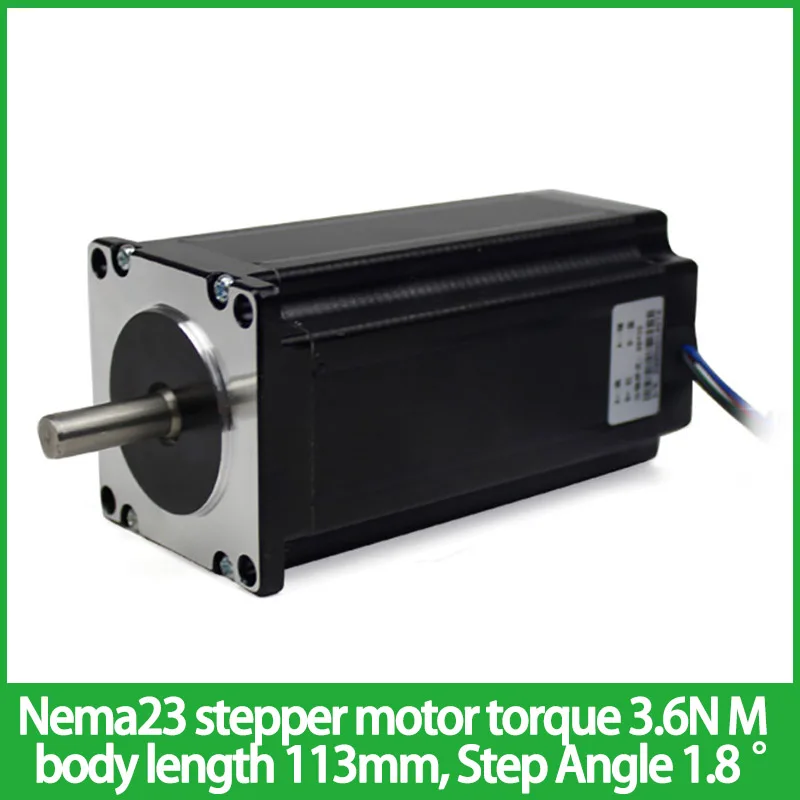 

Hybrid 57mm Nema23 Stepper Motor Torque 3.6N.M 4.0A body length 113mm, Stepper Motor Two-phase Step Angle 1.8 °