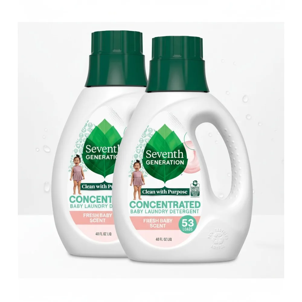 

Plant-Based Baby Laundry Detergent Concentrate, Fresh Scent, 40oz Pack of 2 - Gentle on Sensitive Skin